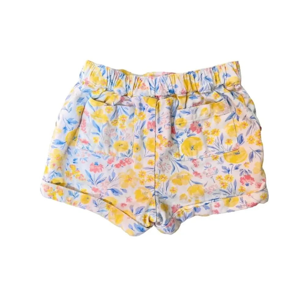 🍄3/$15 Tommy Bahama Shorts Girls 3T Blue Floral Pull On Cotton Casual Summer